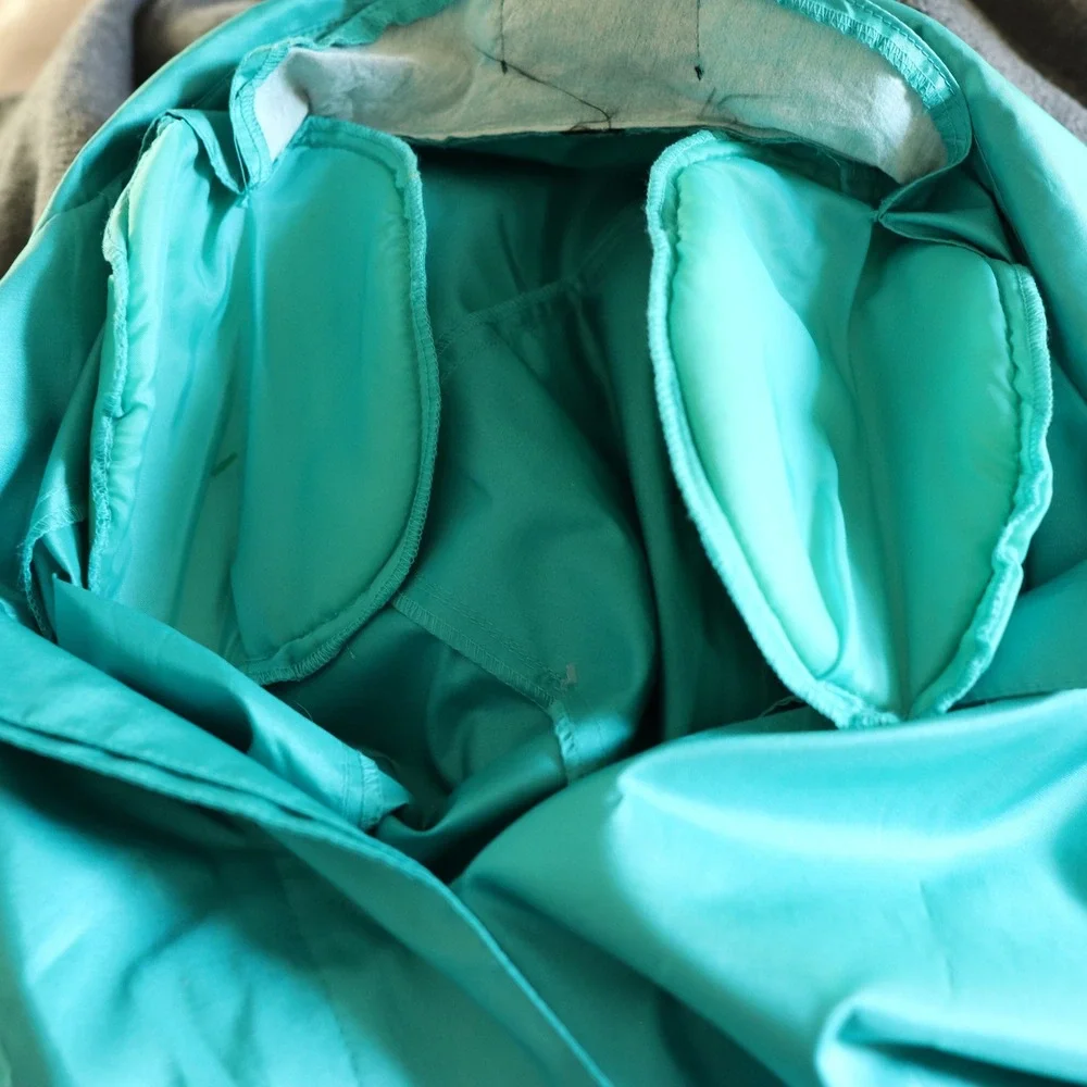 British Mist Vintage ALORNA Teal Women's Raincoat‎ Trench Coat Belted Size 15/16
